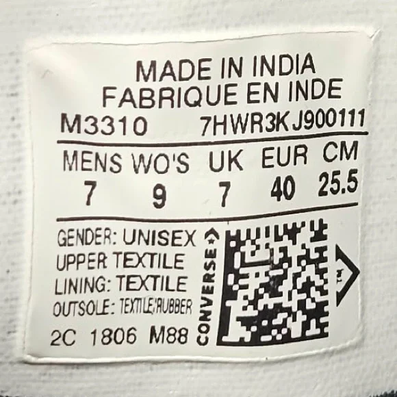 Converse Chuck Taylor All Star Hi Monochrome Black M3310 Women’s 9 - Picture 8 of 9